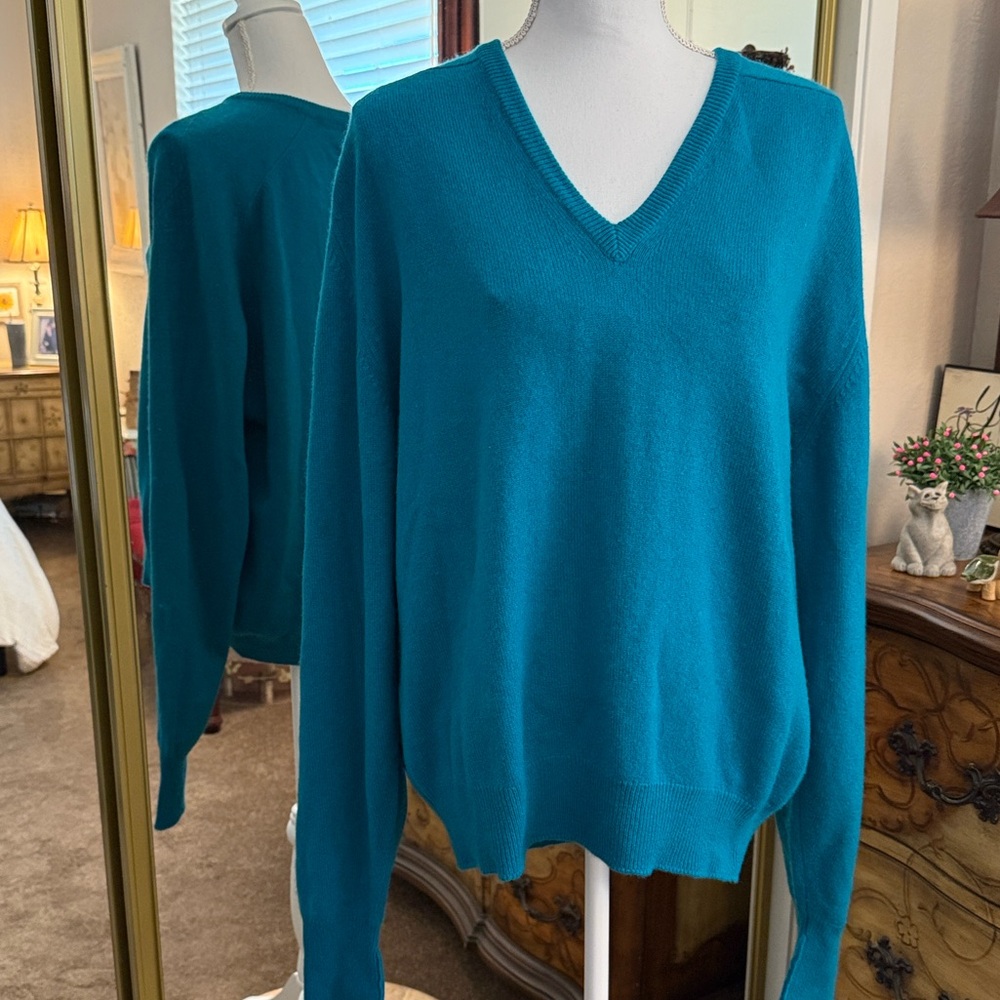 Men's Club Room Beautiful Teal 100% Cashmere Sweater
